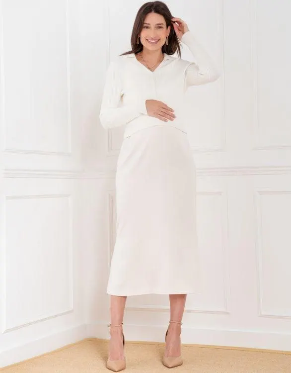 Maternity-To-Nursing Slip Dress With Cardigan
