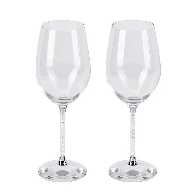 CloseOut Deal- 2 Elegant Golden Crystals Wine Glasses (Size 24x4x7 cm)
