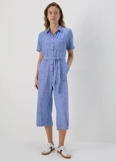 Blue Linen Jumpsuit - Size 12