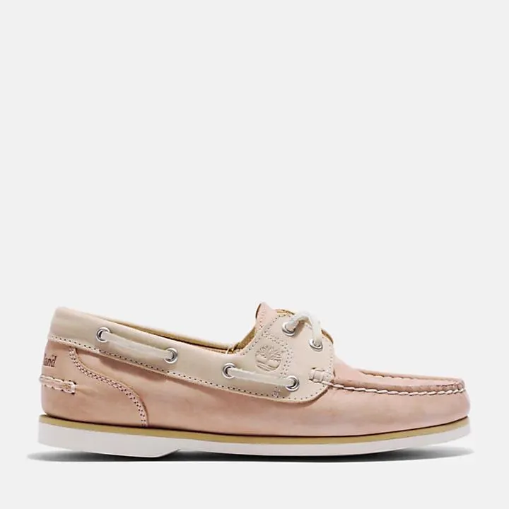 Classic Leather Boat Shoe for Women in Beige