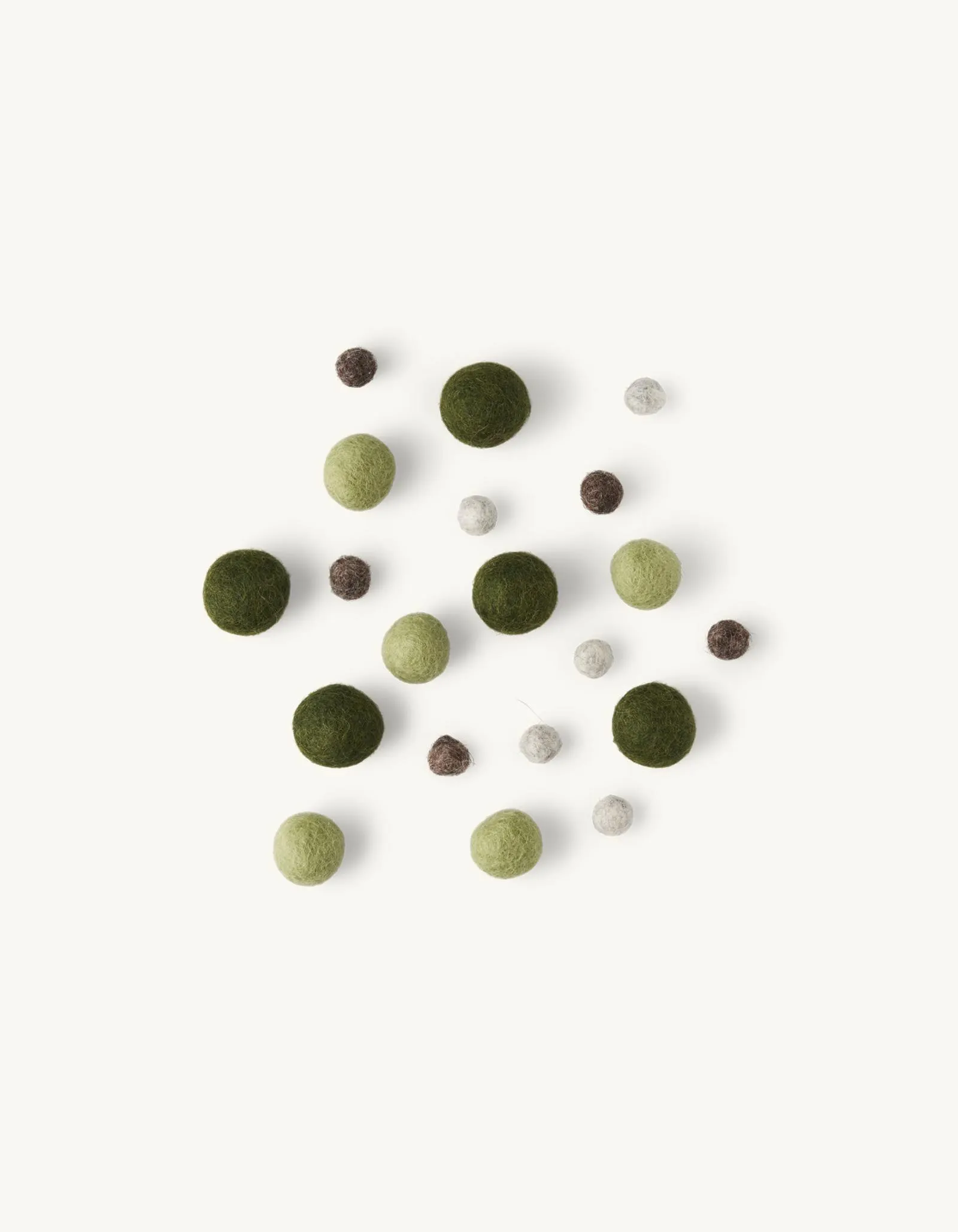 Felt balls Wool. Ø11/Ø20/Ø25 mm. 20 pcs.