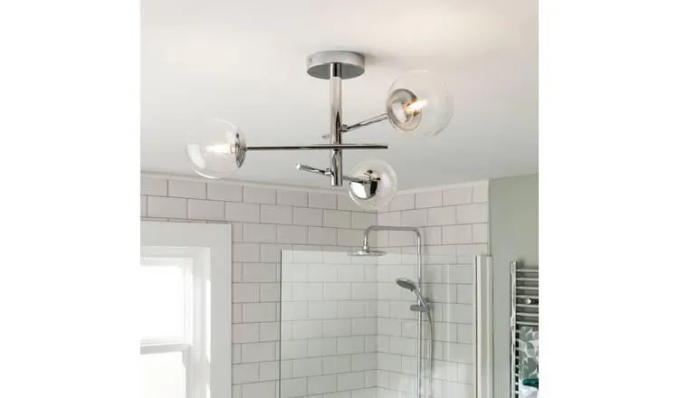 Habitat Sputnik Metal Bathroom Flush Ceiling Light - Chrome