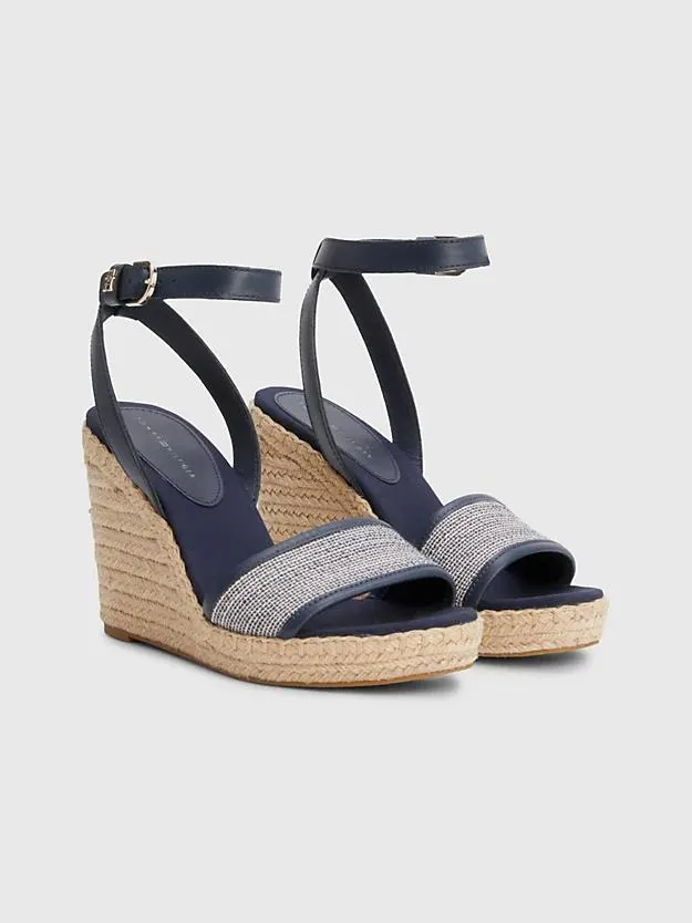 Leather Woven High Wedge Sandals