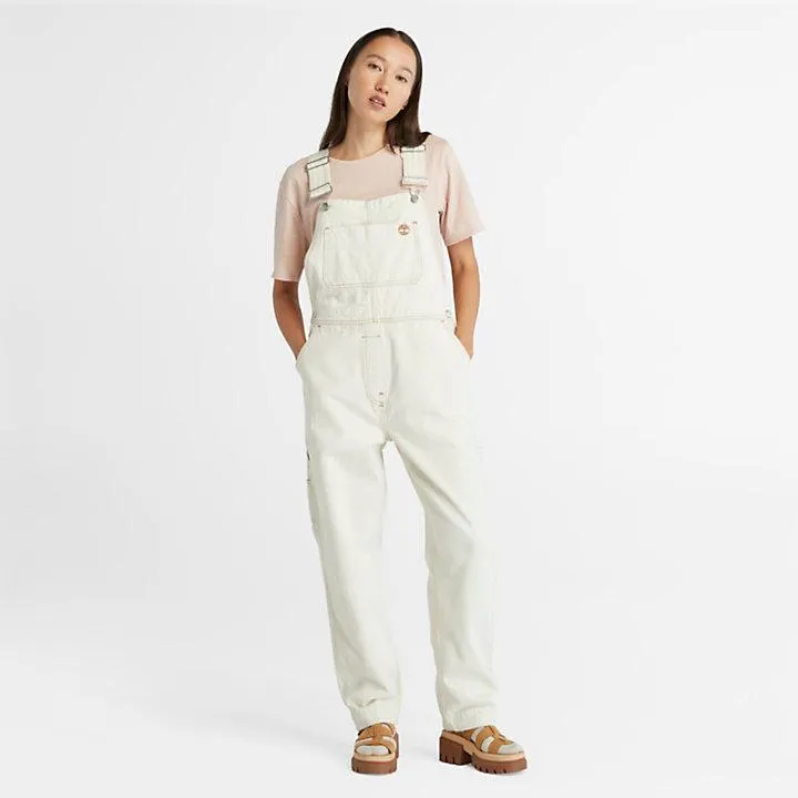 Organic Cotton Hemp Denim Dungarees for Women in White