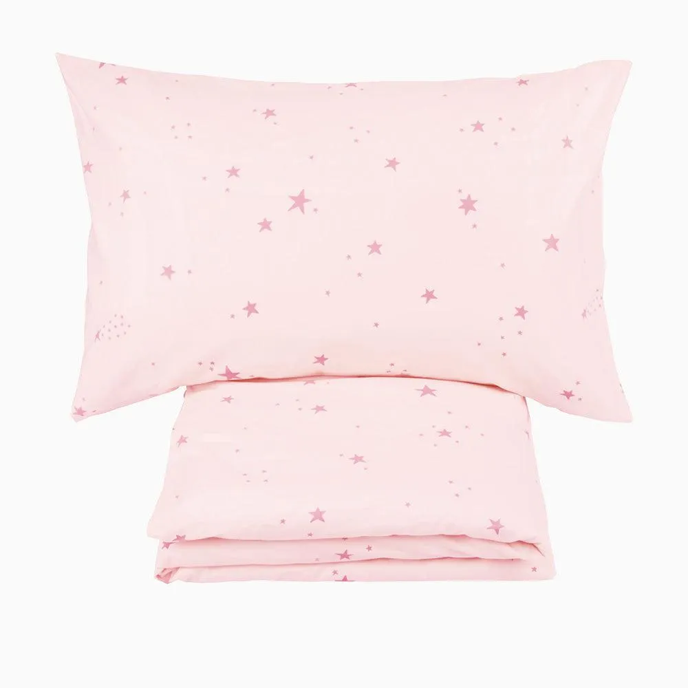 Pink Scattered Stars Bedding Set, Single
