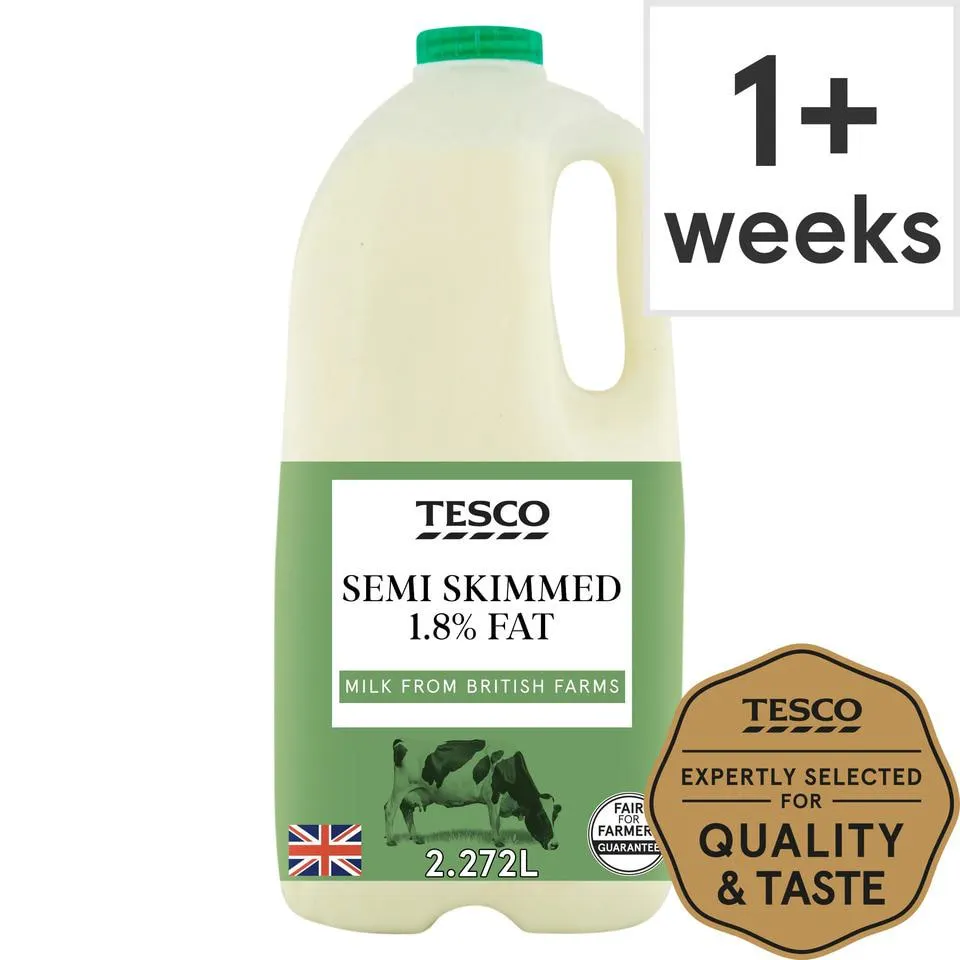 Tesco British Semi Skimmed Milk 2.272L, 4 Pints