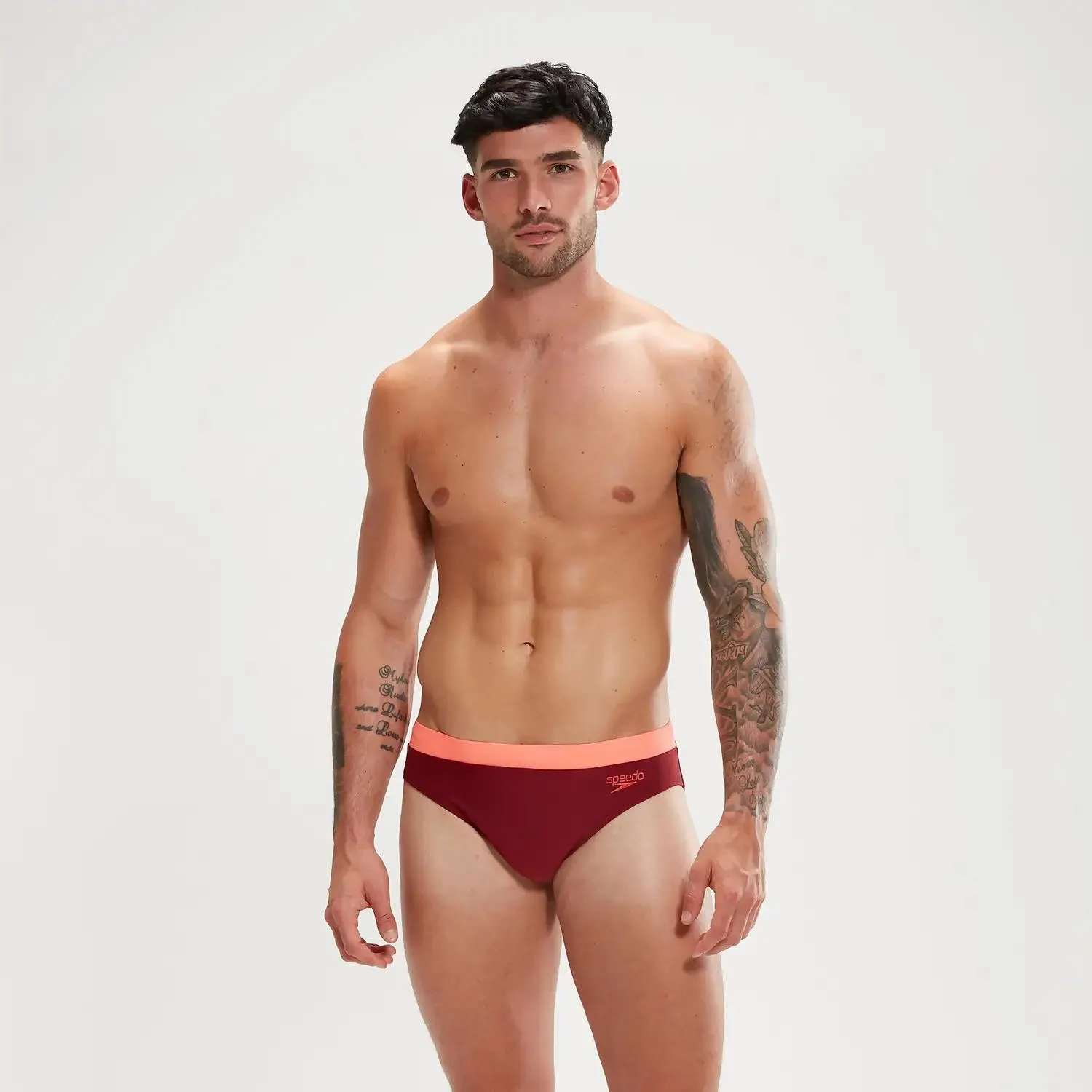 Men's 7cm Logo Brief Oxblood/Coral