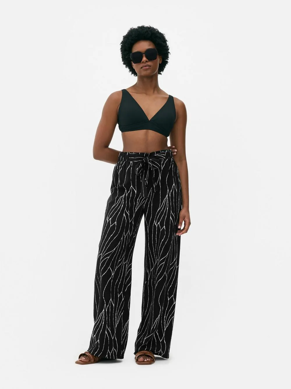 Printed Wide Leg Palazzo Trousers