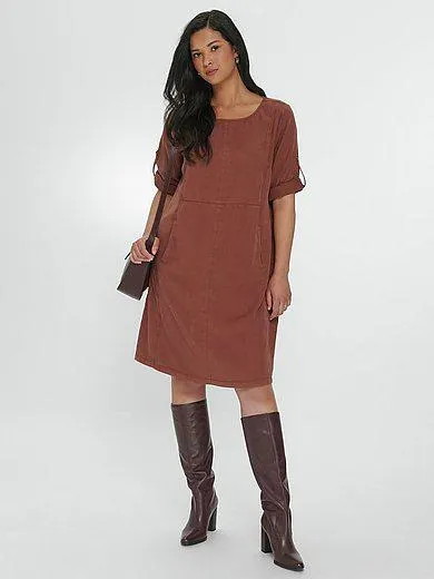 Dress with 3/4-length turn-up sleeves