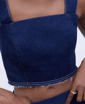Denim top with contrasting stitching