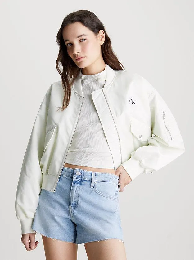 Cropped Sateen Bomber Jacket