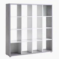 Room divider HALDAGER 16 shelves concrete/white