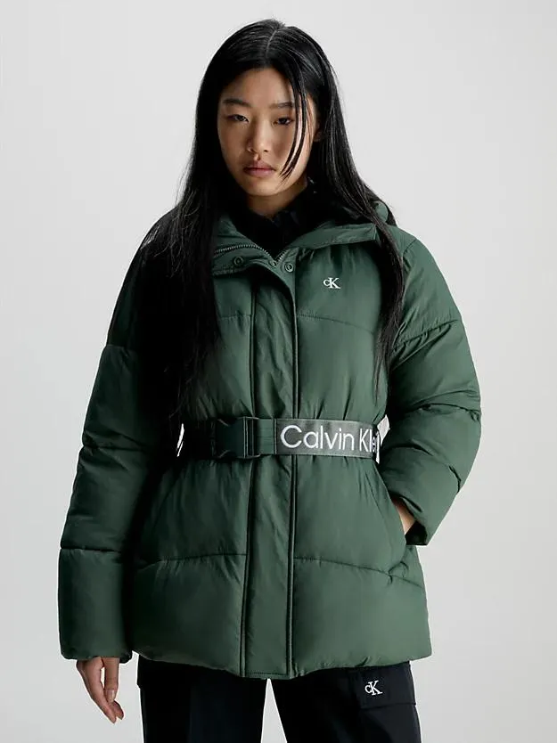 Nylon Belted Puffer Jacket