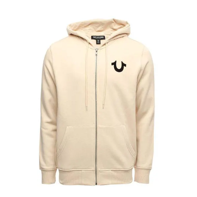 True Religion Mens Slant Logo Zip Up Hoody in Grey