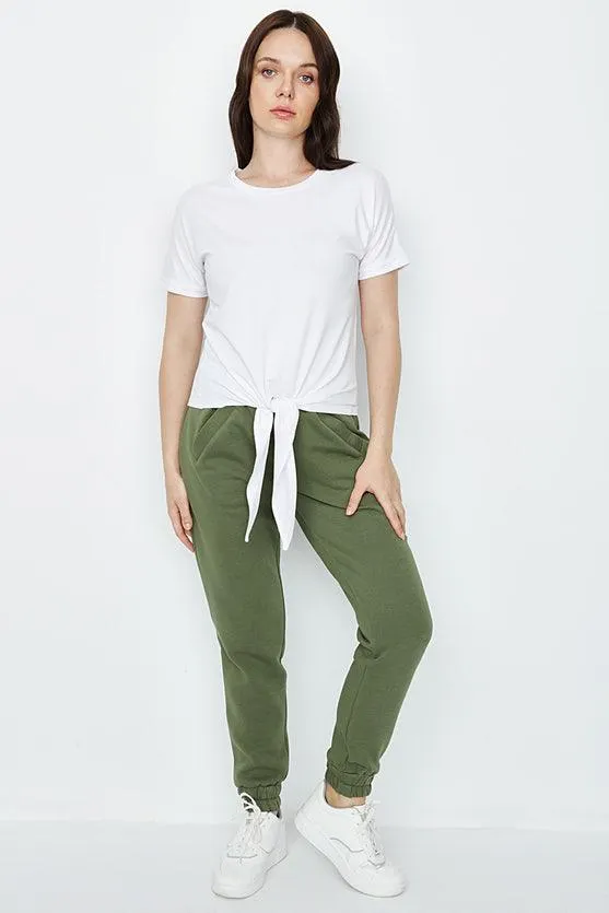 Khaki Front Pocket Joggers