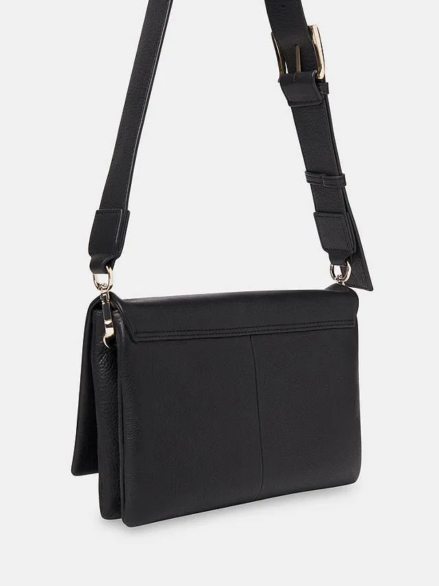 Whistles Teo Leather Crossbody Bag, Black