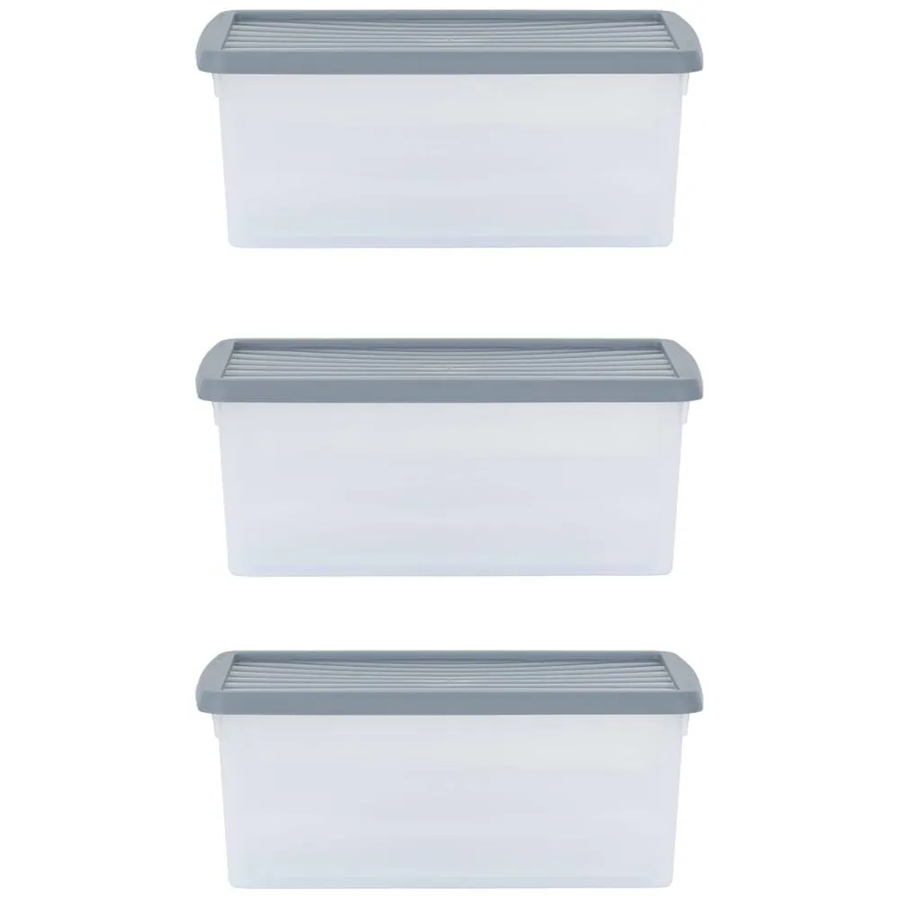 Wham 9L Stackable Plastic and Clear Storage Box and Lid 3 Pack