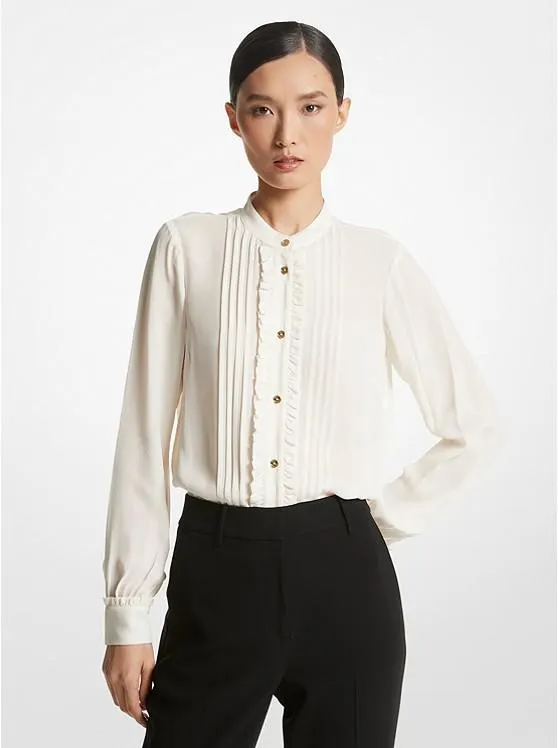 Ruffled Georgette Pleated Blouse