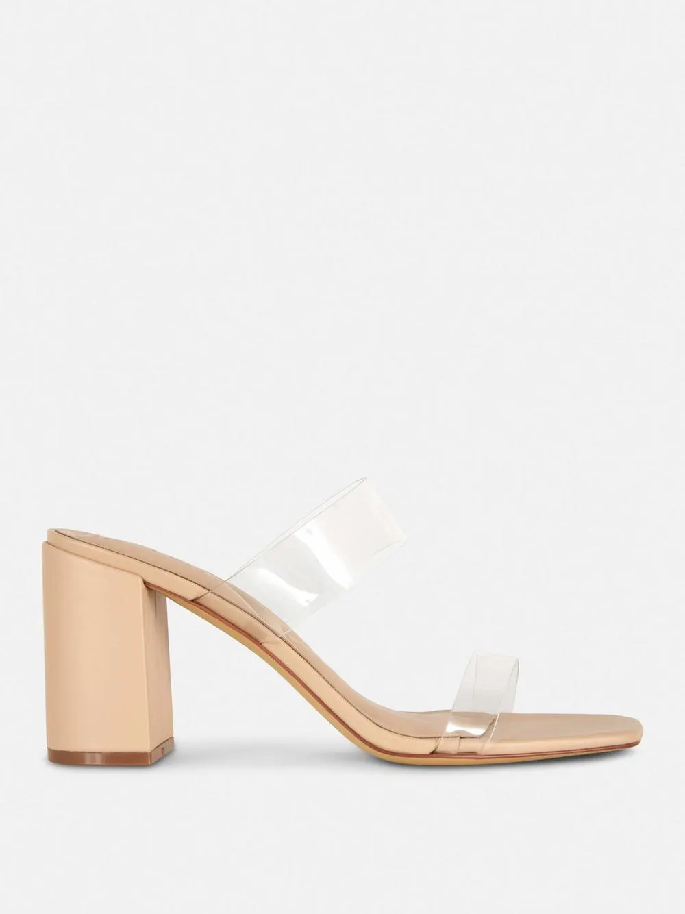 Sandalen mit transparenten Riemen und Blockabsatz