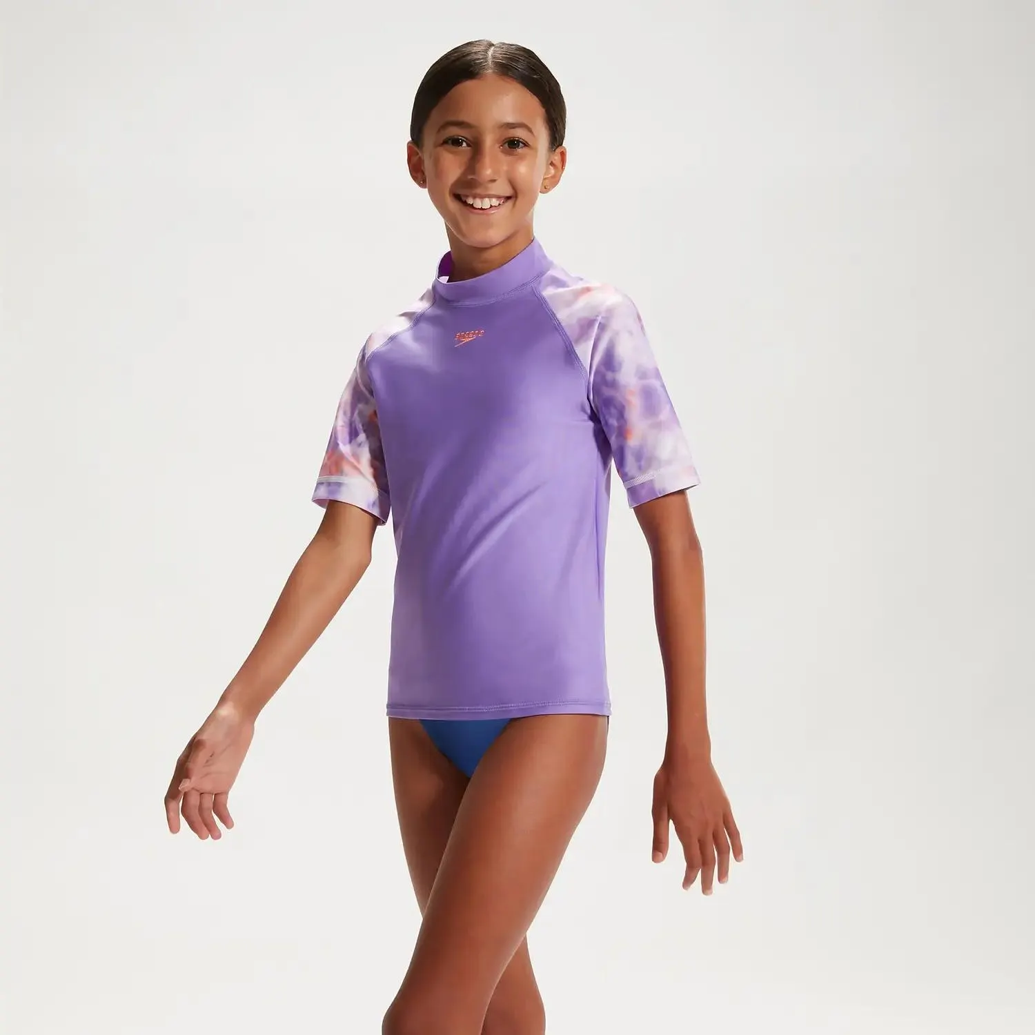Girl's Short Sleeve Sun Top Lilac/White