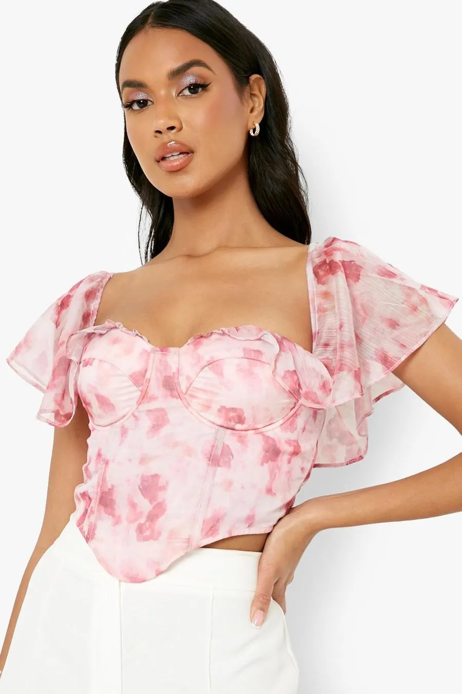 Printed Bardot Occassion Corset Top