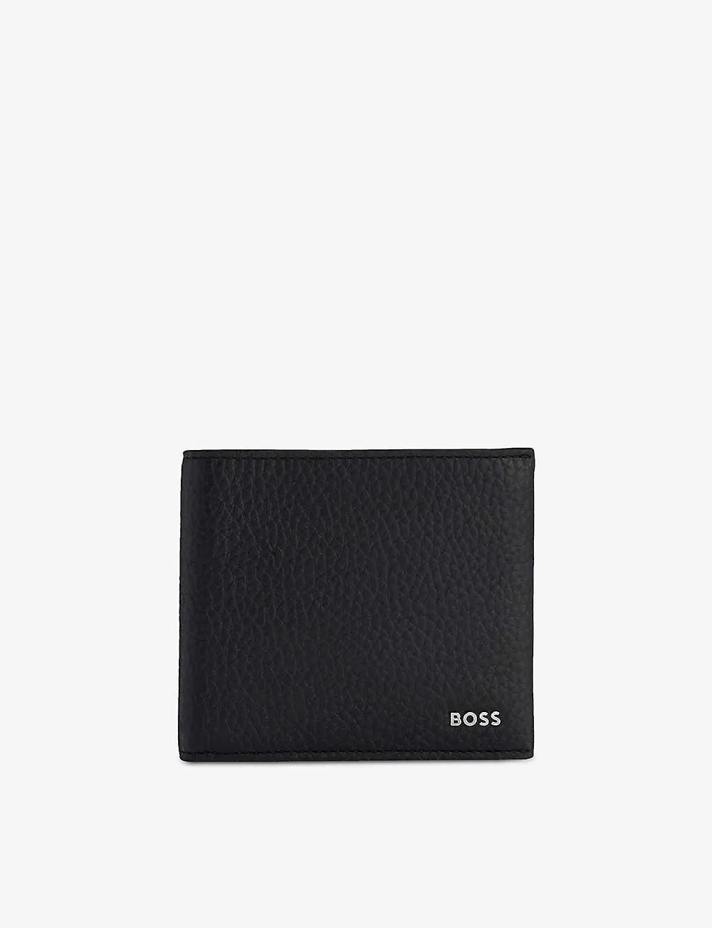 Business logo-embellished leather wallet