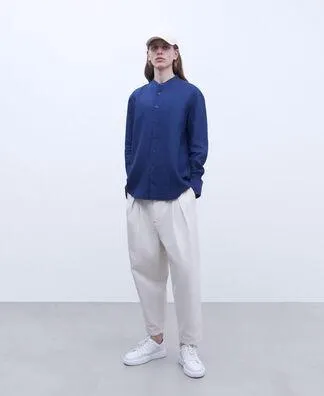 100% linen Mandarin collar shirt