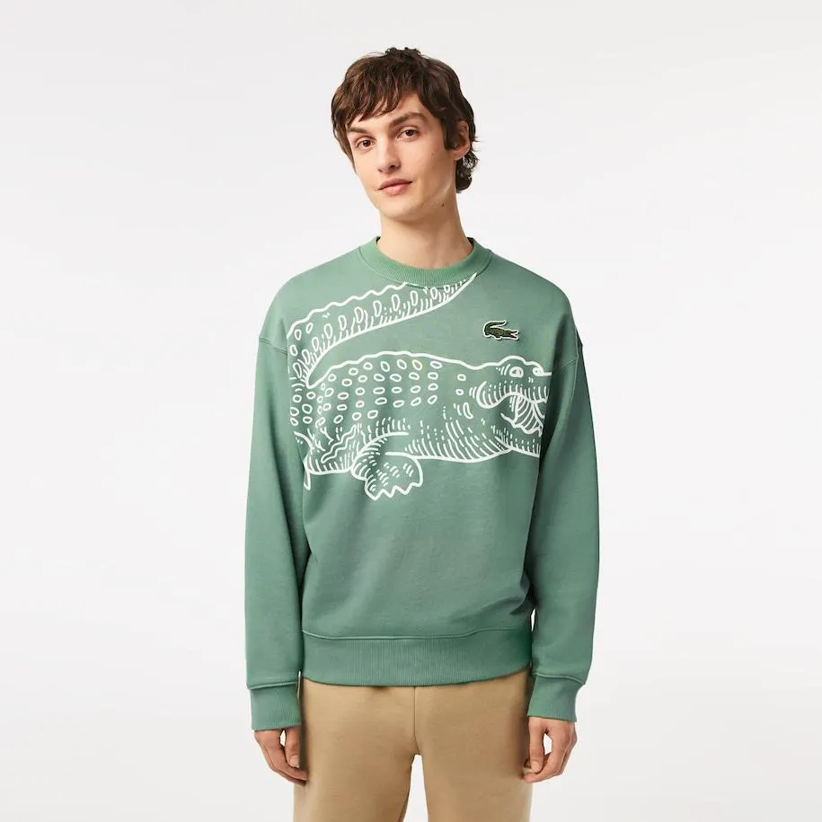 Men’s Lacoste Round Neck Loose Fit Croc Print Jogger Sweatshirt