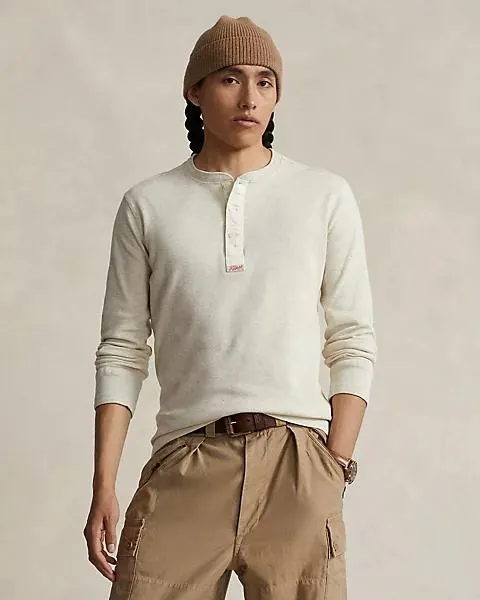 Waffle-Knit Henley shirt