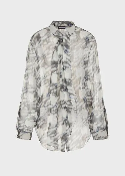 Armani Sustainability Values animal-print silk crépon wide shirt