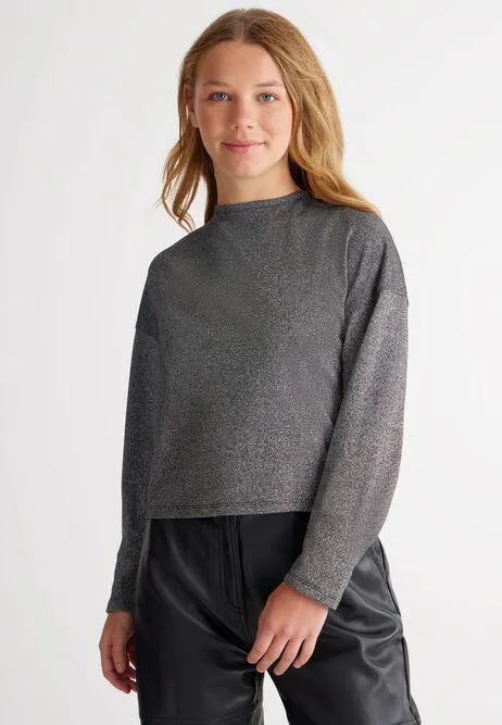 Older Girls Silver Sparkle Top