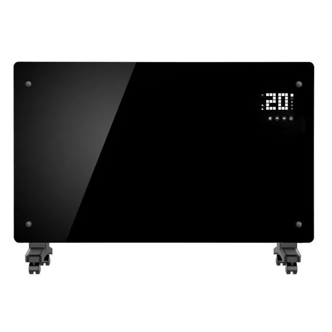 electriQ 2500W Smart Designer Glass Panel Convection Heater - Wall Mountable & Bathroom Safe - Black