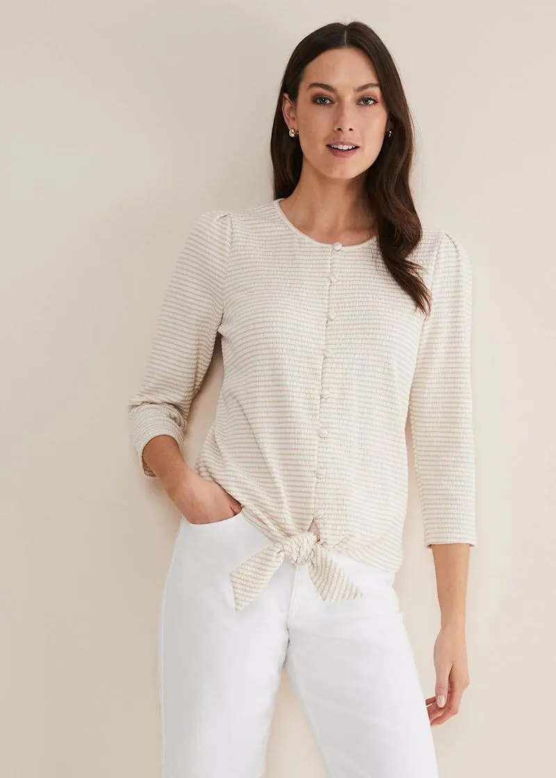 Krissie Textured Tie Front Top