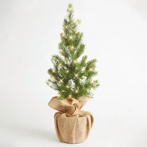 LED Burlap-Wrapped Tree