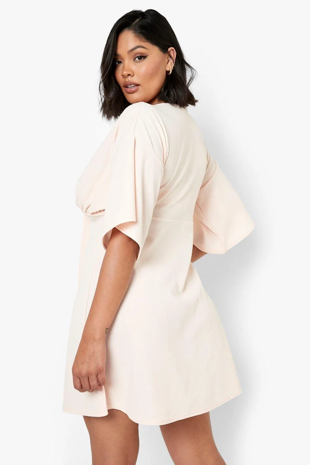 Plus Button Down Angel Sleeve Shift Dress