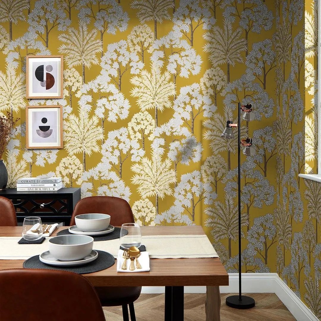 Acacia Tree Wallpaper in Ochre