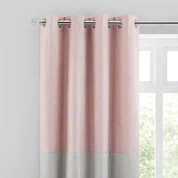 Luna Block Blackout Eyelet Curtain Blush and Dove Grey