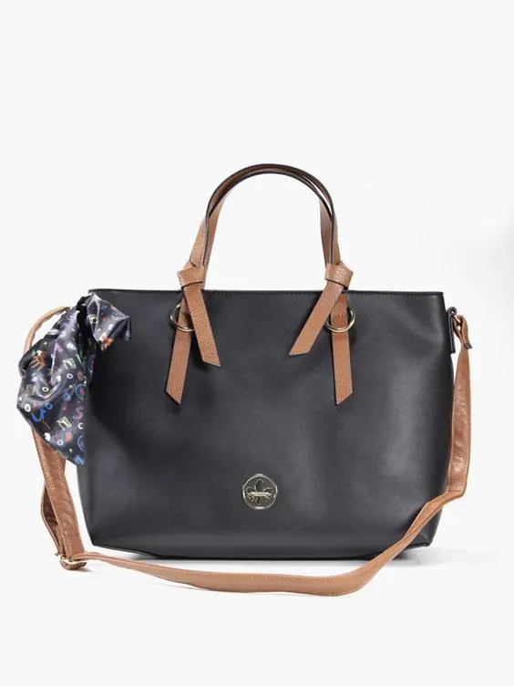 Rieker Black Handbag with Tan Straps