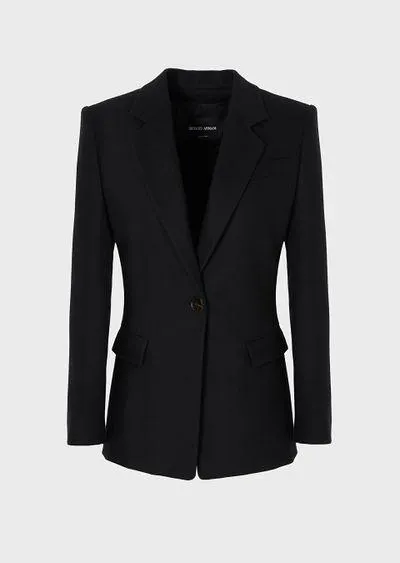 Single-breasted jacket in stretch cashmere and virgin-wool flannel