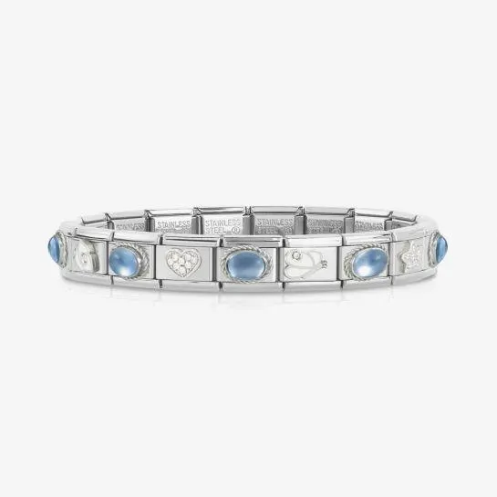 CLASSIC Blue Faceted and Silver Symbol Bracelet