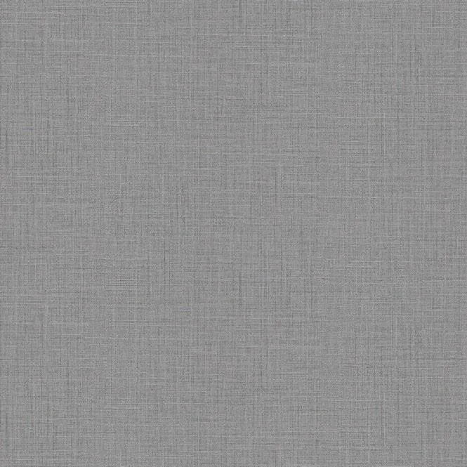 Calico Texture Fabric effect Wallpaper in Black and Silver