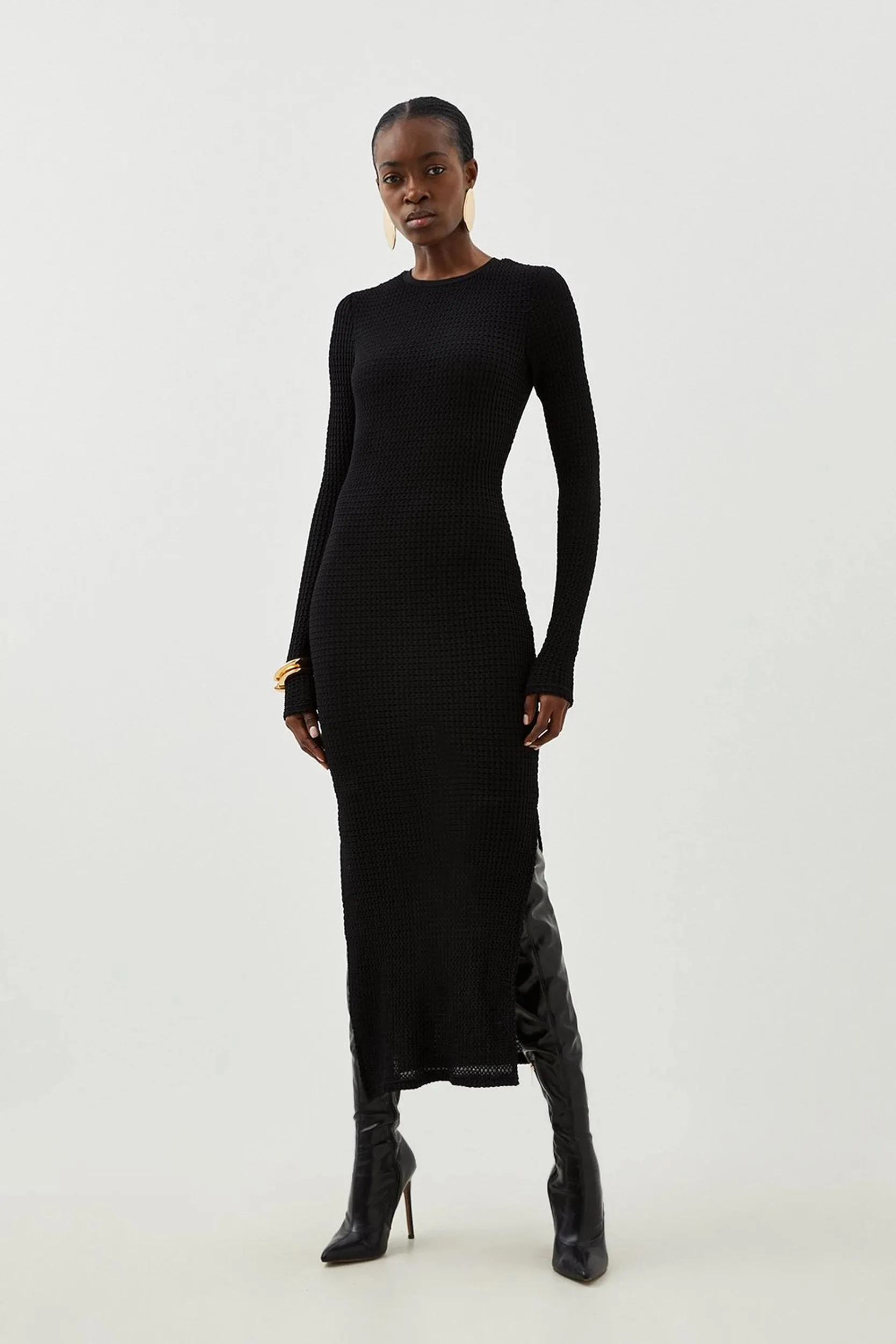 Textured Jersey Midi Dress