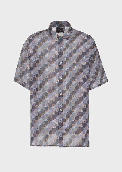Printed silk short-sleeved shirt