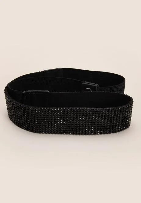 Womens Black Sparkly Waist Belt