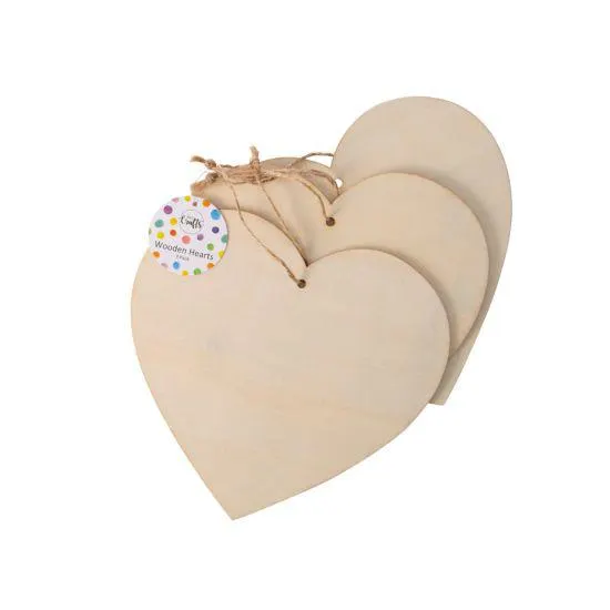 1893 Crafts Wooden Hearts Pack of 3