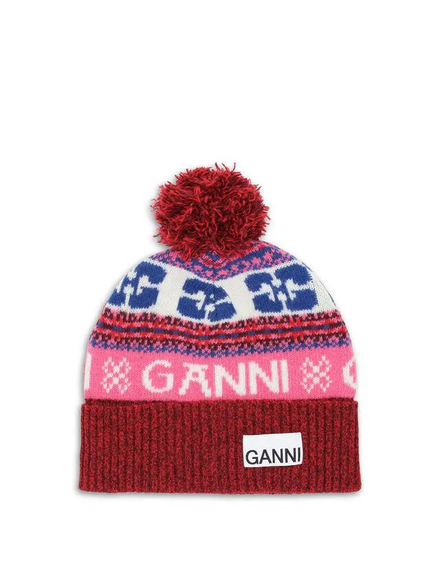 GANNI Graphic Wool Beanie