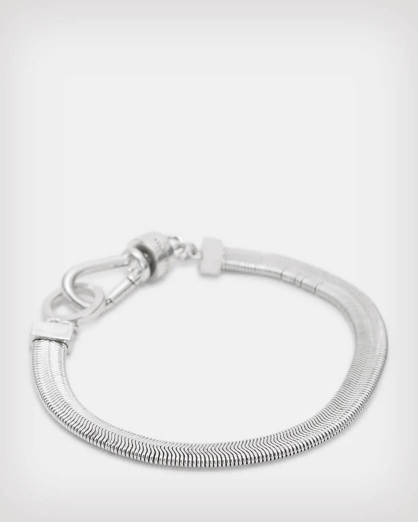 Flat Silver Tone Snake Chain Bracelet
