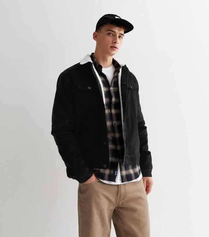 Black Cord Borg Lined Jacket