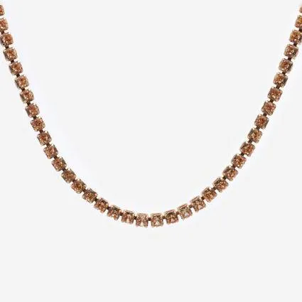 Silver Tone & Orange Cubic Zirconia Necklace