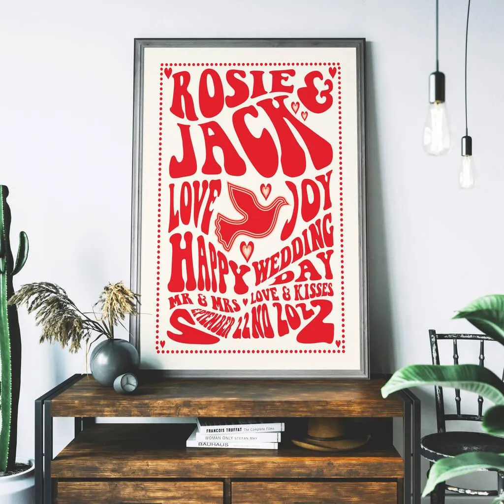 Retro Gig Style Wedding Personalised Print